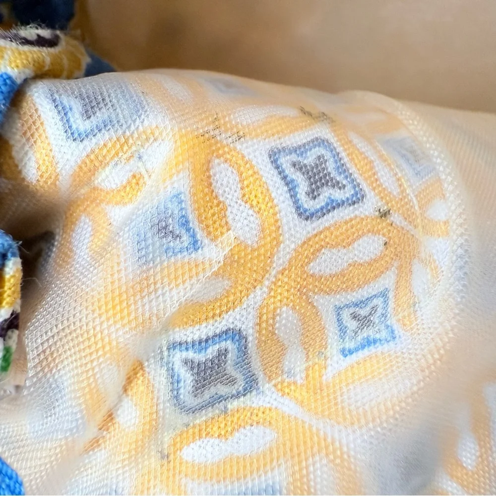 Vera Bradley Set of Two Retired Riviera Blue & Yellow Quilted Cosmetic Bags